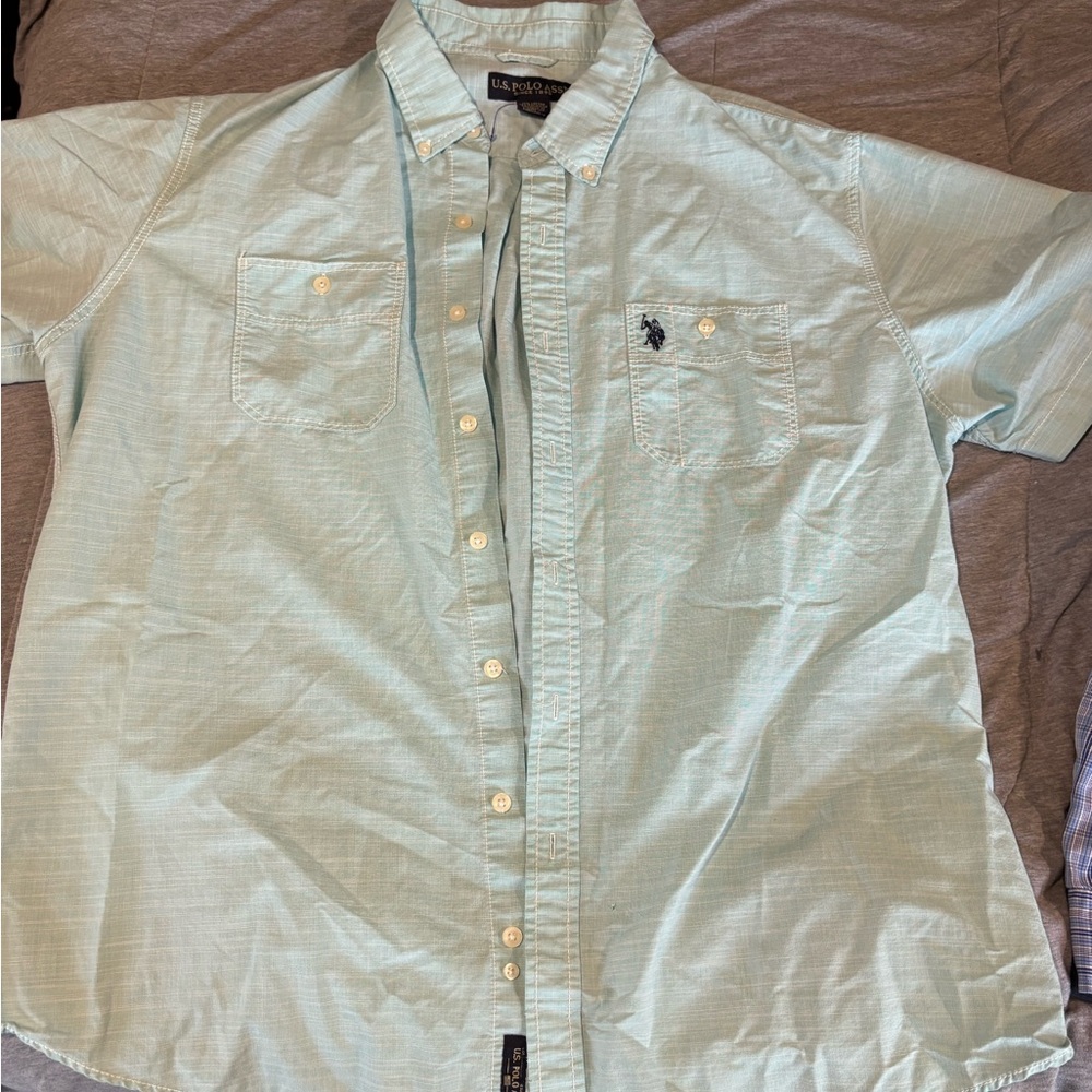 U.S. Polo Assn. Short-Sleeve Button-Down Shirt in Light Mint